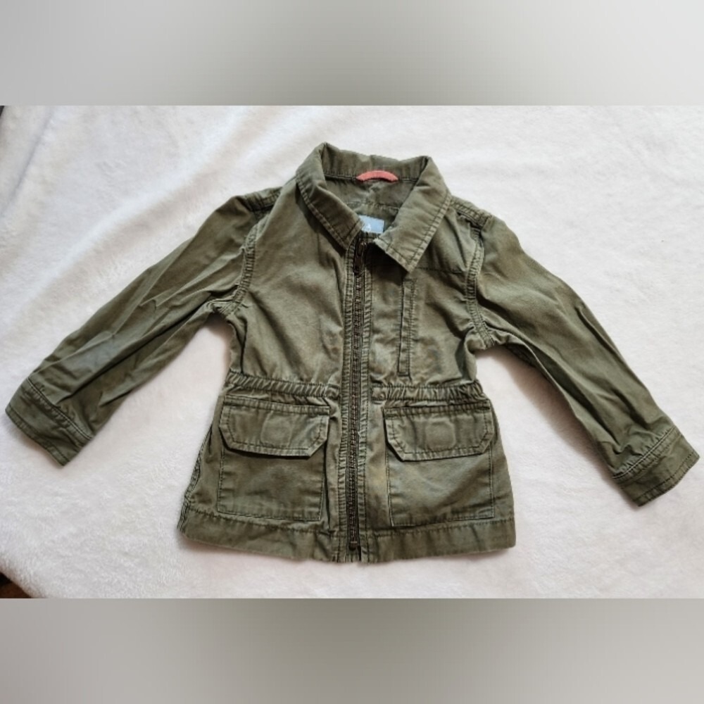 Baby Gap Girls Olive Green Cotton Utility Field Jacket Size 2 Years